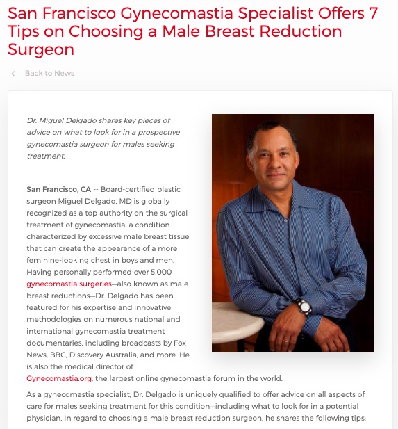 Dr. Miguel Delgado provides advice on selecting a gynecomastia surgeon.