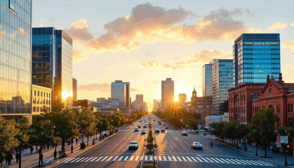 San Jose, California, is depicted in this photo showcasing a vibrant urban landscape with palm trees and modern buildings. The image captures the essence of the city, which serves as a backdrop for discussions about male breast reduction procedures and gynecomastia treatment options available in the area.