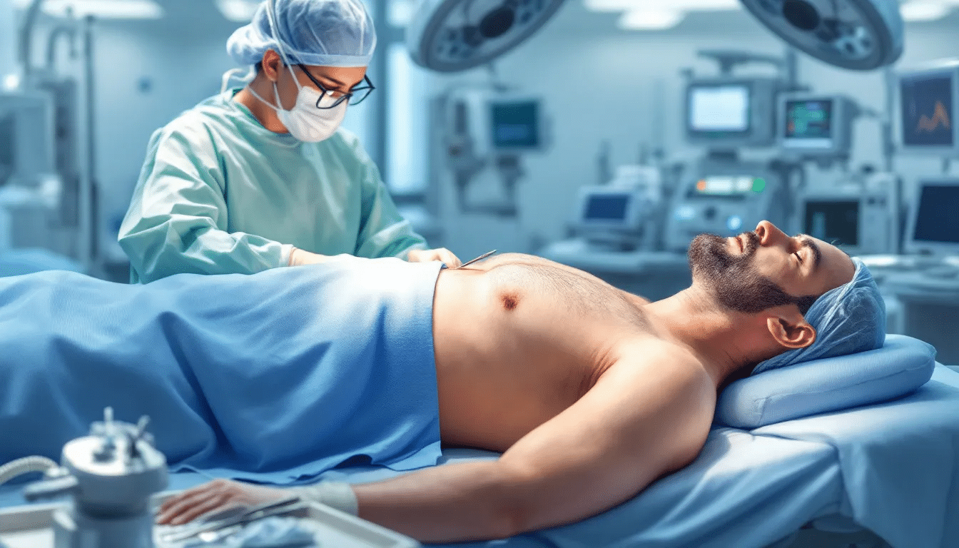 A patient ready to undergo gynecomastia surgery.