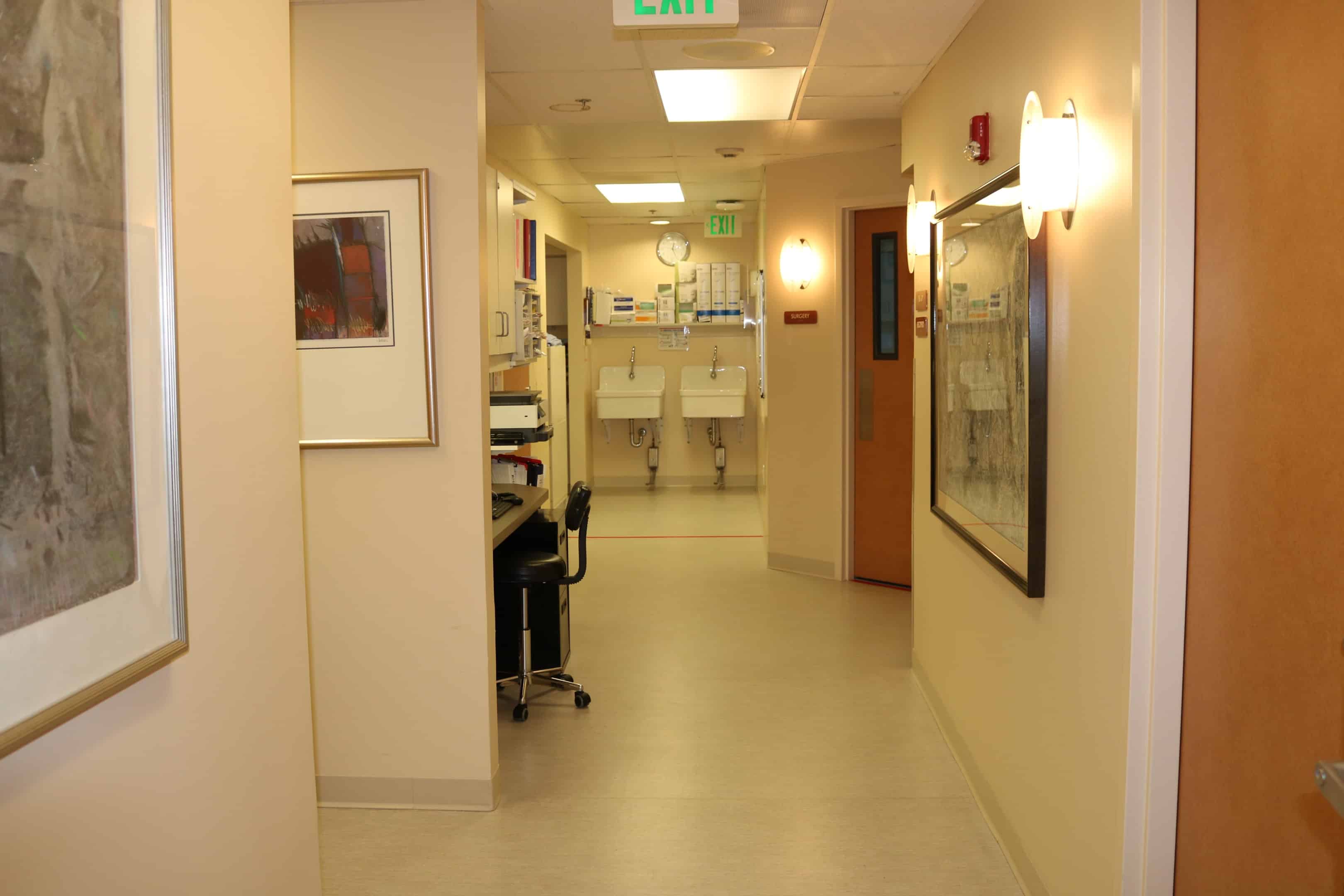                               Marin Cosmetic Surgery Center, hallway to the operating room and recovery room. 