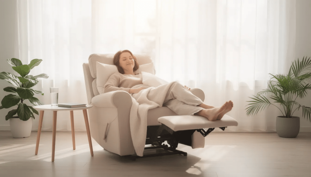 Woman sitting on a recliner