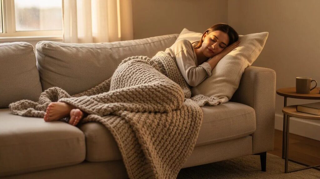 woman sleeping in a couch