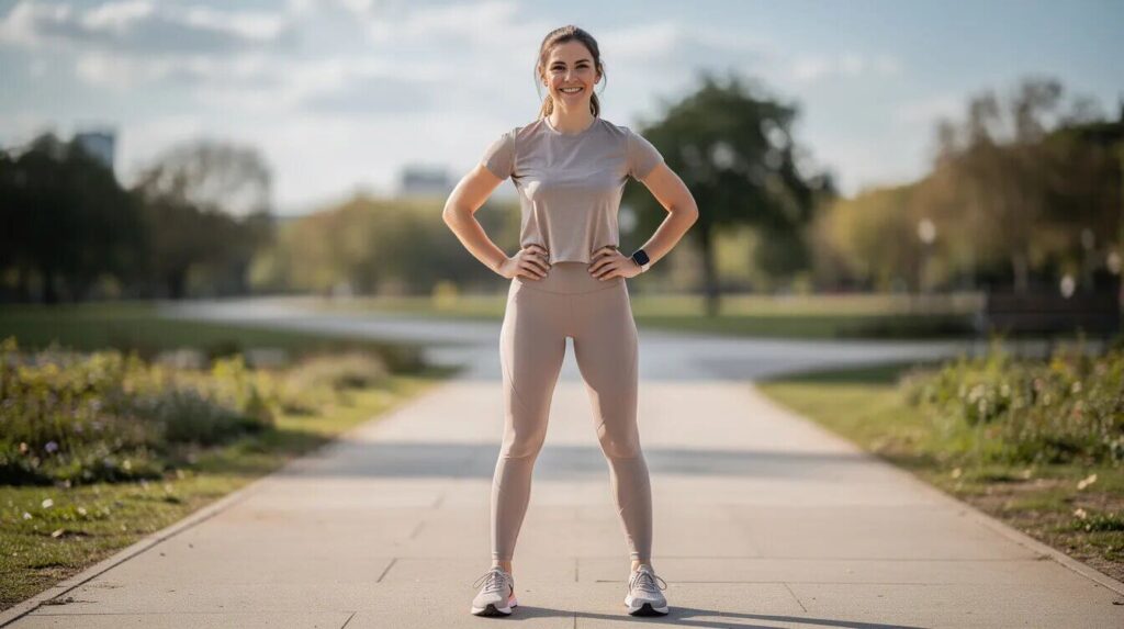 Woman in a sports clothes smiling